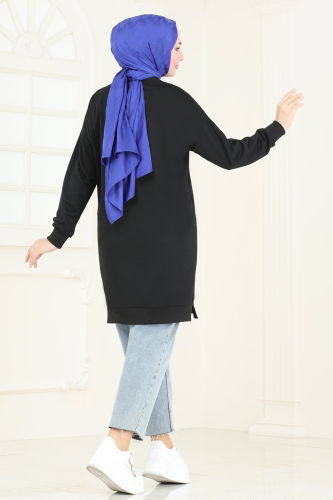 moda selvim Tunic 20483ETT926 Black - Thumbnail