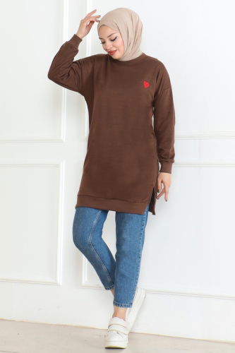 moda selvim Tunic 20483ETT926 Brown - Thumbnail