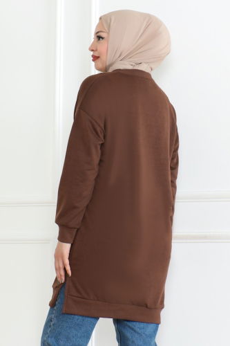 moda selvim Tunic 20483ETT926 Brown - Thumbnail