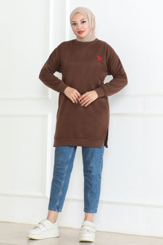 moda selvim Tunic 20483ETT926 Brown - Thumbnail