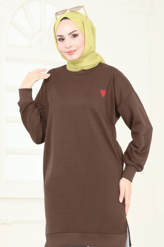 moda selvim Tunic 20483ETT926 Brown - Thumbnail