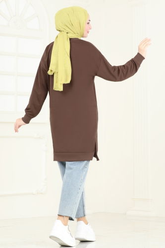 moda selvim Tunic 20483ETT926 Brown - Thumbnail