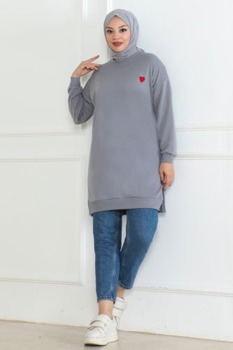 moda selvim Tunic 20483ETT926 Gray - Thumbnail