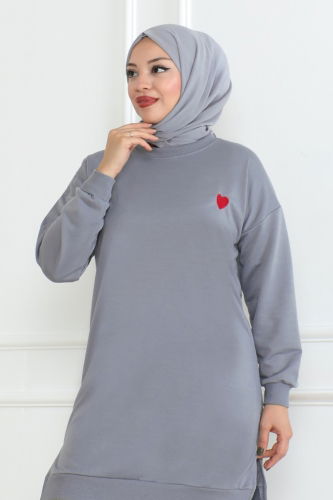 moda selvim Tunic 20483ETT926 Gray - Thumbnail