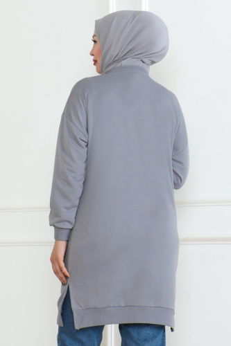 moda selvim Tunic 20483ETT926 Gray - Thumbnail