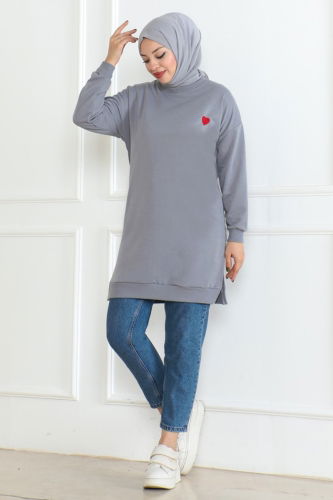 moda selvim Tunic 20483ETT926 Gray - Thumbnail