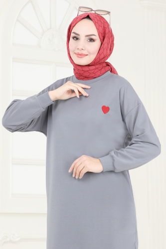 moda selvim Tunic 20483ETT926 Gray - Thumbnail