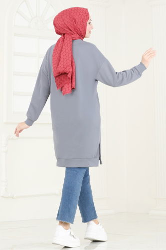 moda selvim Tunic 20483ETT926 Gray - Thumbnail