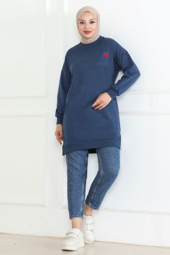 moda selvim Tunic 20483ETT926 Indigo - Thumbnail