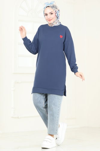 moda selvim Tunic 20483ETT926 Indigo - Thumbnail