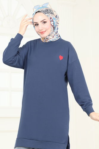 moda selvim Tunic 20483ETT926 Indigo - Thumbnail