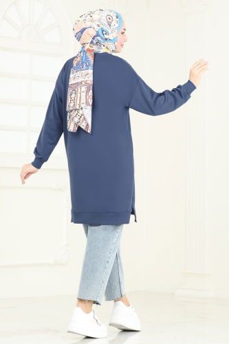 moda selvim Tunic 20483ETT926 Indigo - Thumbnail