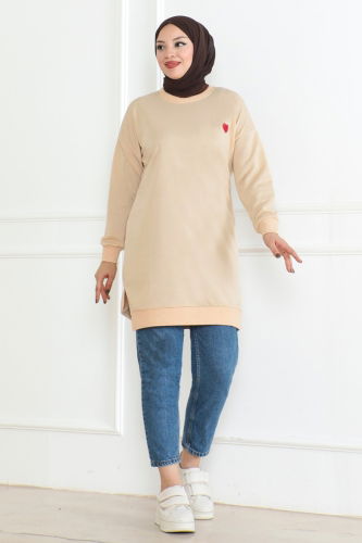 moda selvim Tunic 20483ETT926 Stone - Thumbnail