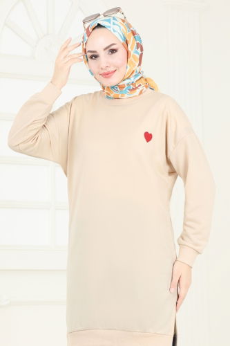 moda selvim Tunic 20483ETT926 Stone - Thumbnail