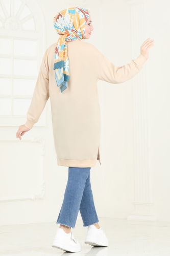 moda selvim Tunic 20483ETT926 Stone - Thumbnail