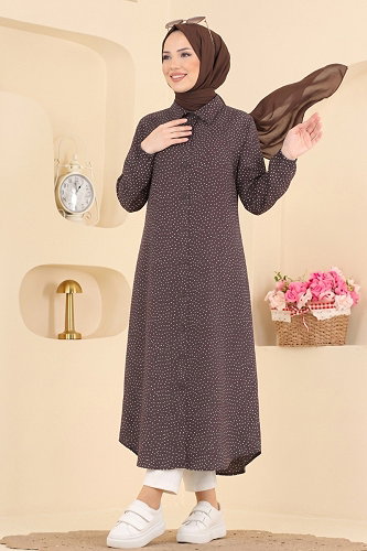 moda selvim Tunic 205NZRK1200 Bitter Brown - Thumbnail