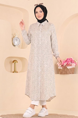 moda selvim Tunic 205NZRK1200 Brown&Ekru - Thumbnail