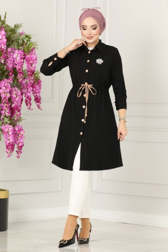 moda selvim TUNIC 2063PM271 Black Crocodile - Thumbnail