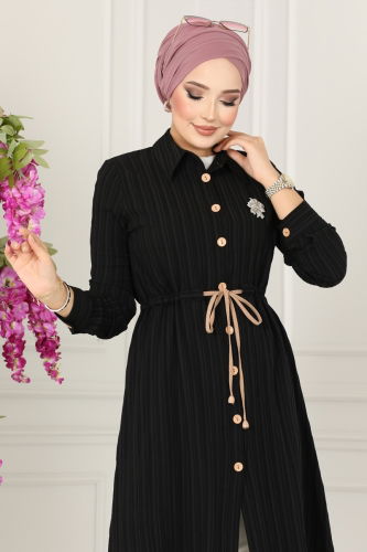 moda selvim Tunic 2063PM271 Black - Thumbnail