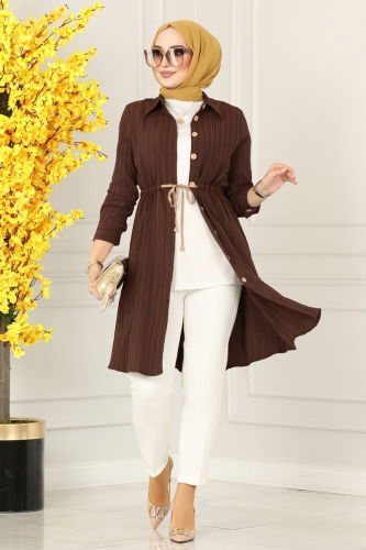 moda selvim Tunic 2063PM271 Brown - Thumbnail