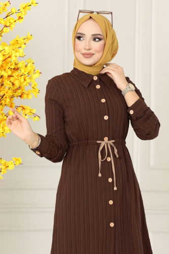 moda selvim Tunic 2063PM271 Brown - Thumbnail