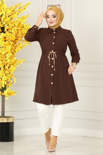 moda selvim Tunic 2063PM271 Brown - Thumbnail