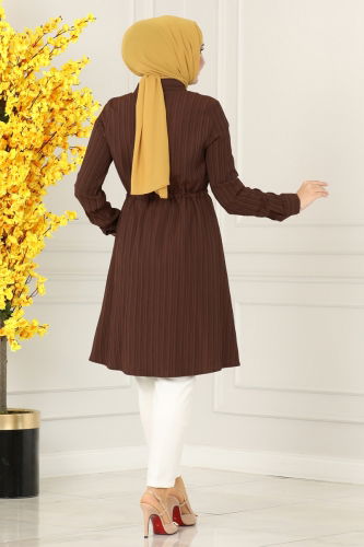 moda selvim Tunic 2063PM271 Brown - Thumbnail