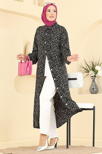 moda selvim بلوز أسود 208NZRK1200 - Thumbnail