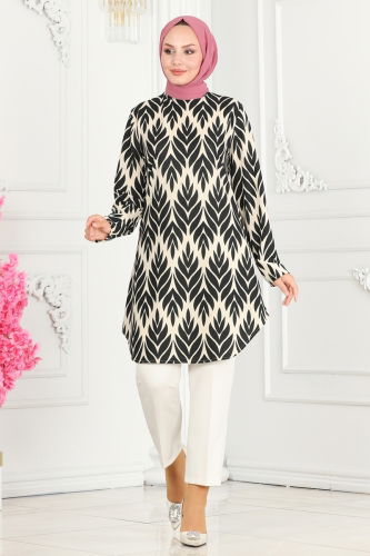 moda selvim Tunic 2093PM271 Black&Vision - Thumbnail