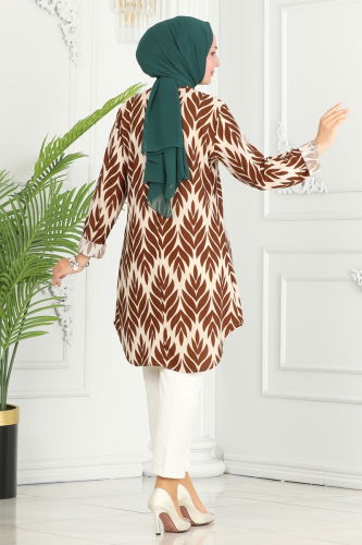 moda selvim Tunic 2093PM271 Brown & Vision - Thumbnail