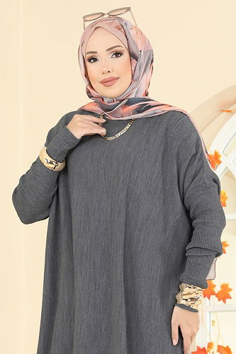 moda selvim بلوز رمادي غامق 2096UZ662 - Thumbnail