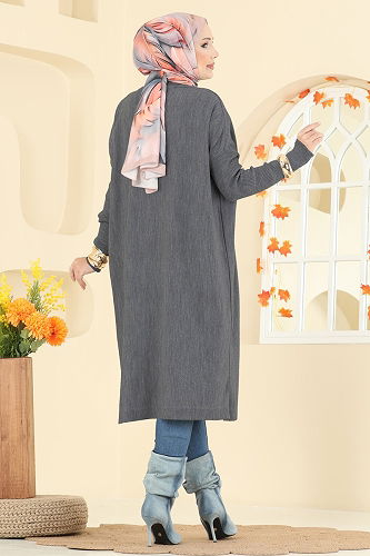 moda selvim بلوز رمادي غامق 2096UZ662 - Thumbnail