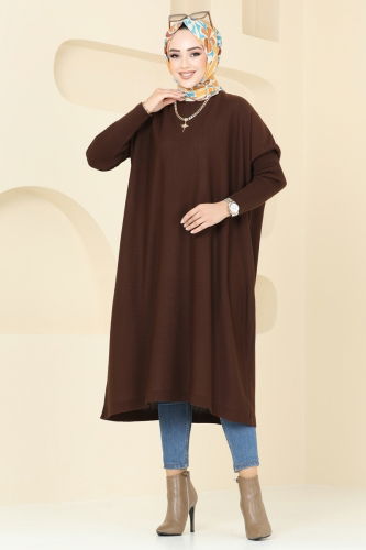 moda selvim Tunic 2096UZ662 Brown - Thumbnail