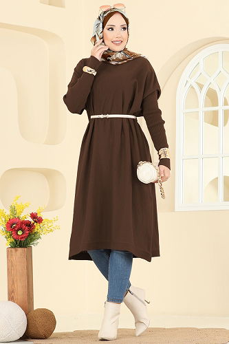 moda selvim Tunic 2096UZ662 Brown - Thumbnail
