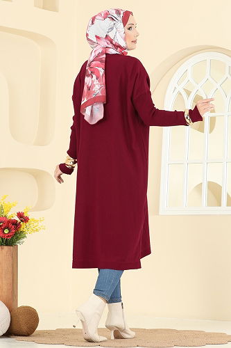 moda selvim Tunic 2096UZ662 Burgundy - Thumbnail