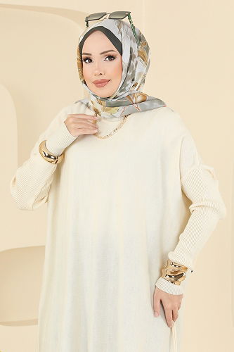 moda selvim Tunic 2096UZ662 Ecru - Thumbnail