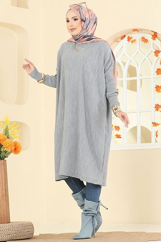 moda selvim Tunic 2096UZ662 Gray - Thumbnail