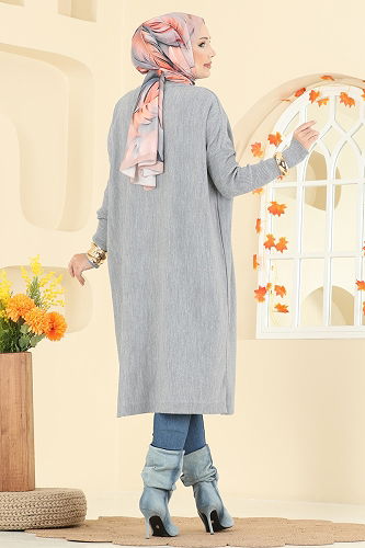 moda selvim بلوز رمادي 2096UZ662 - Thumbnail