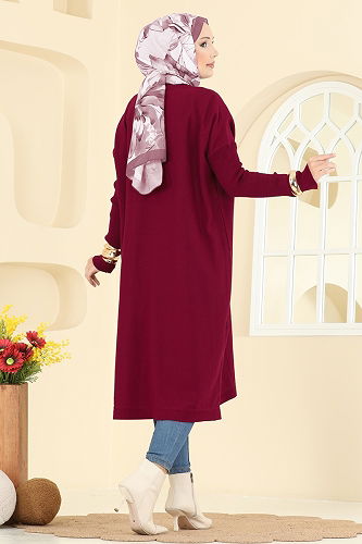 moda selvim بلوز خمري 2096UZ662 - Thumbnail