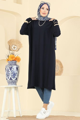 moda selvim Tunic 2096UZ662 Navy Blue - Thumbnail