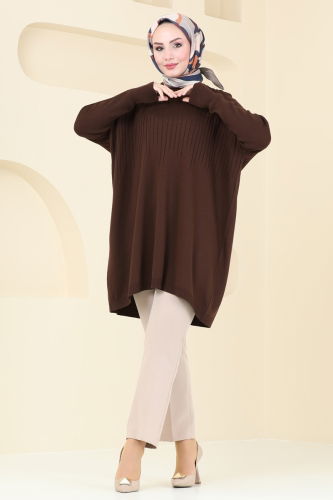 moda selvim Tunic 2172UZ662 Brown - Thumbnail