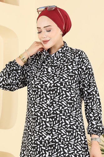 moda selvim بلوز أسود 218NZRK1200 - Thumbnail