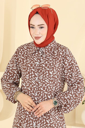 moda selvim Tunic 218NZRK1200 Brown - Thumbnail