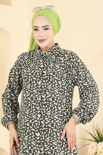 moda selvim Tunic 218NZRK1200 Khaki - Thumbnail