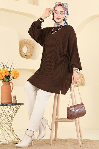 moda selvim بلوز بني 2199UZ662 - Thumbnail