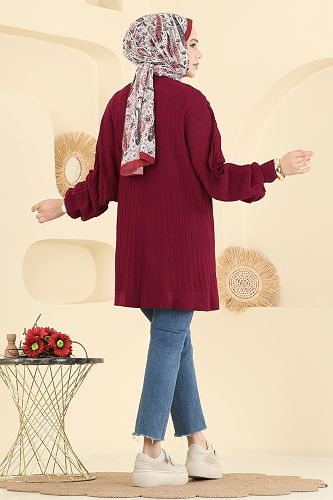 moda selvim بلوز خمري 2199UZ662 - Thumbnail