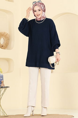 moda selvim Tunic 2199UZ662 Navy Blue - Thumbnail