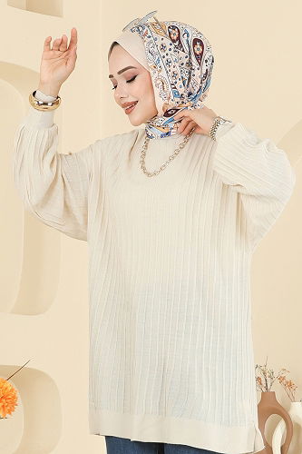 moda selvim بلوز بيج 2199UZ662 - Thumbnail