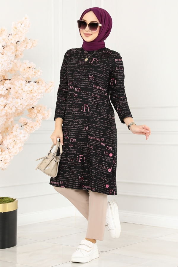 Modaselvim BIG SEASON DISCOUNT Tunic 219DVL817 Dusty Rose&Black