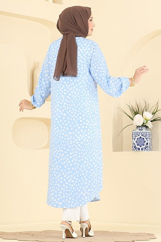 moda selvim بلوز أزرق فاتح 219NZRK1200 - Thumbnail